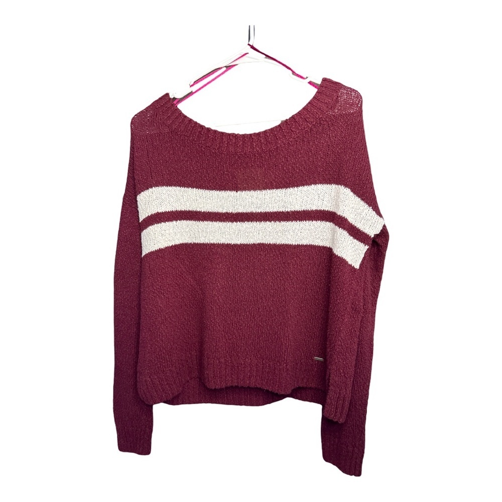 Hollister Size Small Knit Sweater Maroon Striped